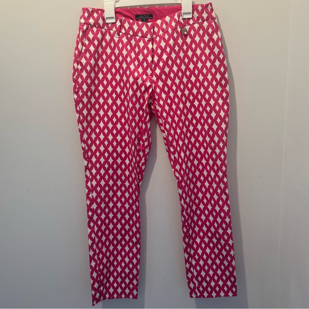 Nautica Pink and White Patterned Pants